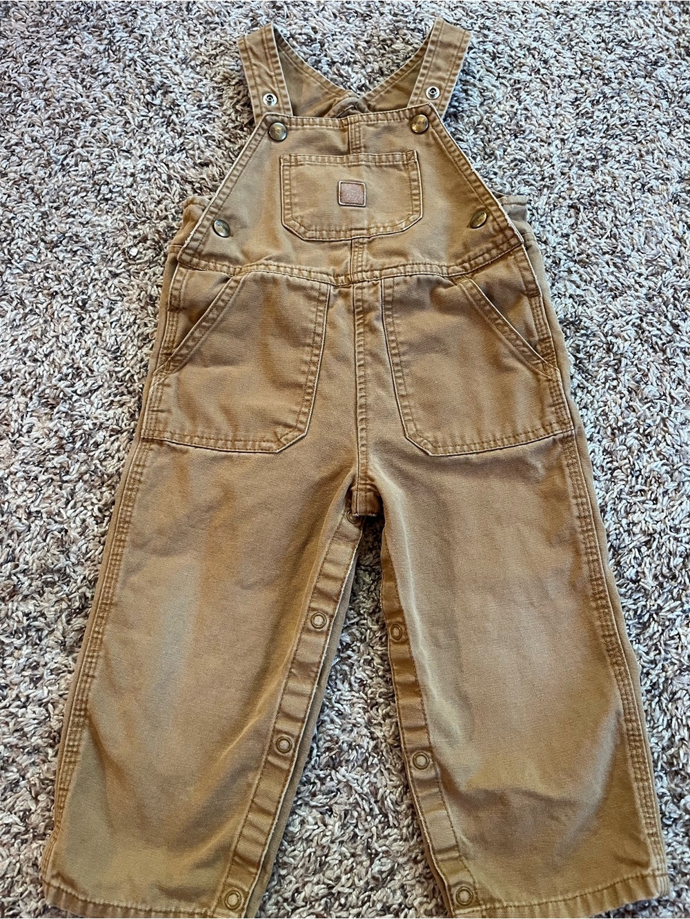 Carhartt canvas/khaki bib overalls - toddler